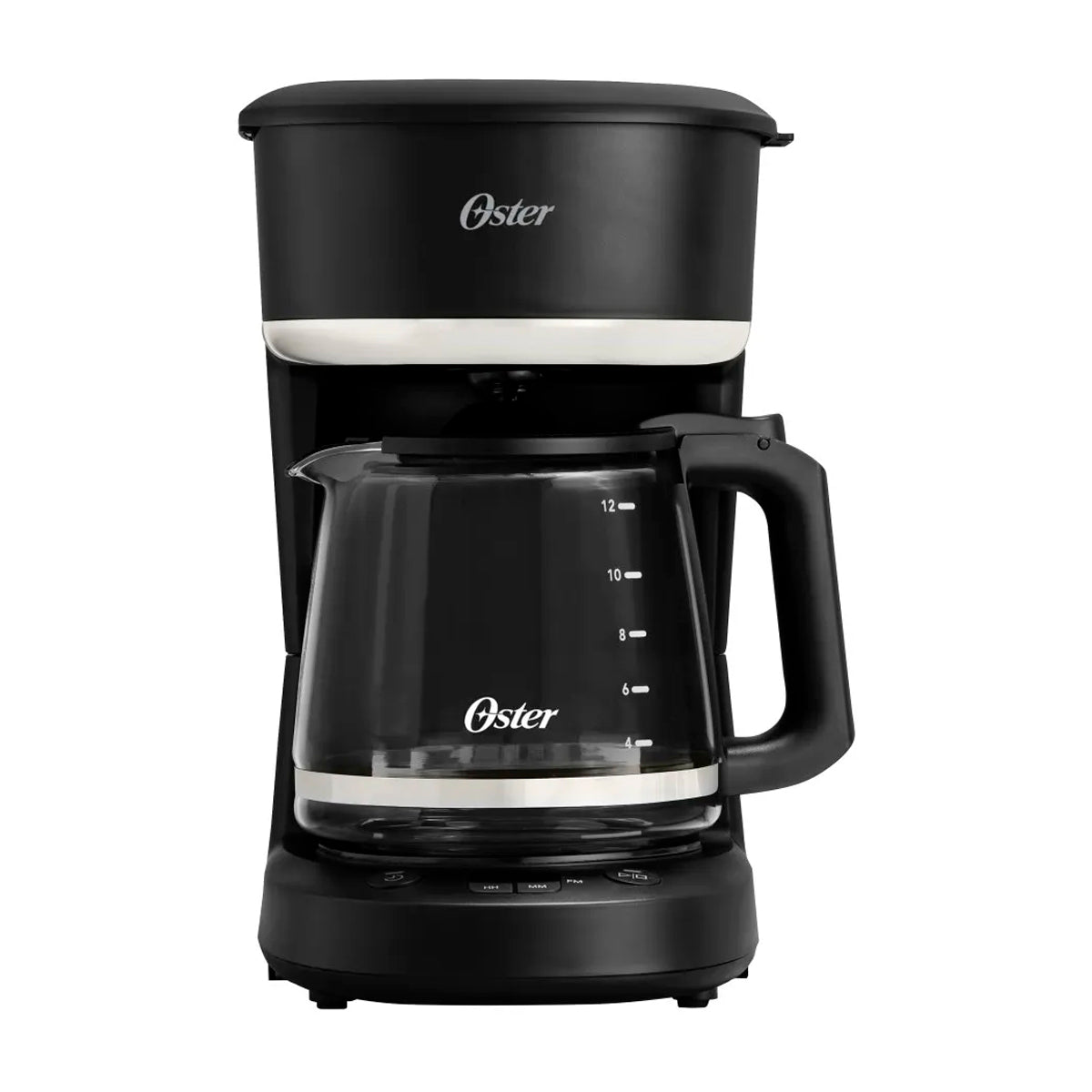 Oster BVSTDCP121B Cafetera de 12 Tazas | Programable | Pantalla LED | Filtro Lavable Permanente | Canasta Removible | Negro