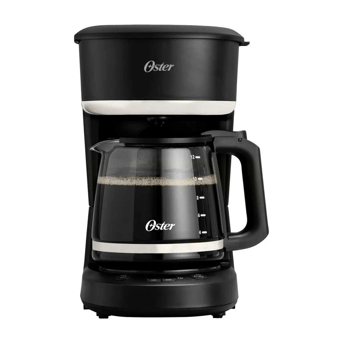 Oster BVSTDCP121B Cafetera de 12 Tazas | Programable | Pantalla LED | Filtro Lavable Permanente | Canasta Removible | Negro