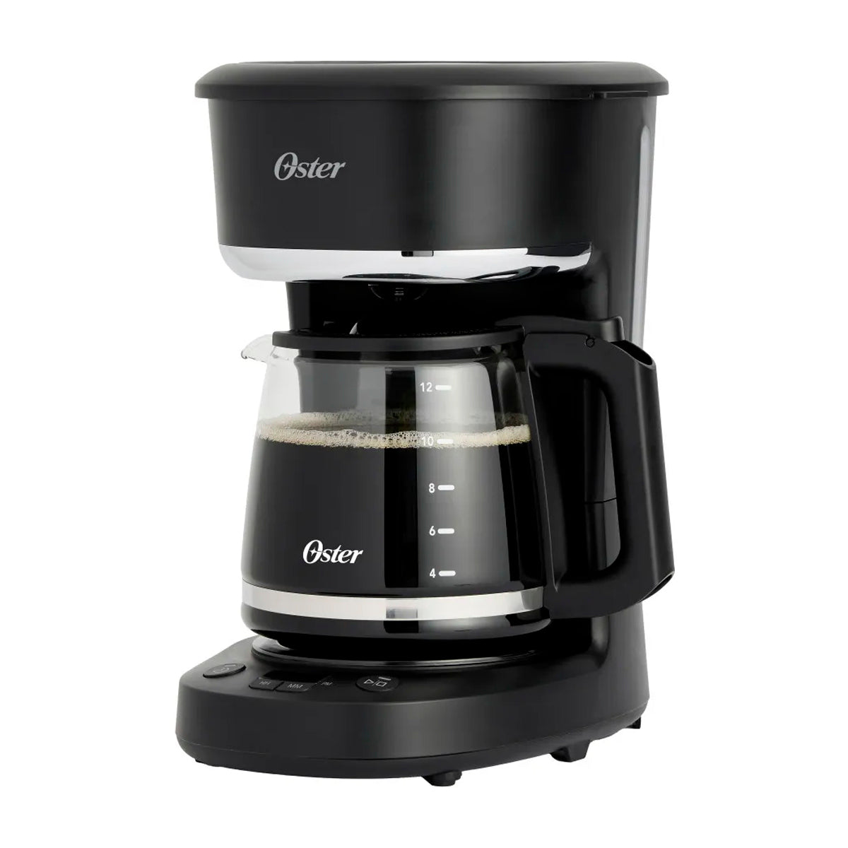 Oster BVSTDCP121B Cafetera de 12 Tazas | Programable | Pantalla LED | Filtro Lavable Permanente | Canasta Removible | Negro