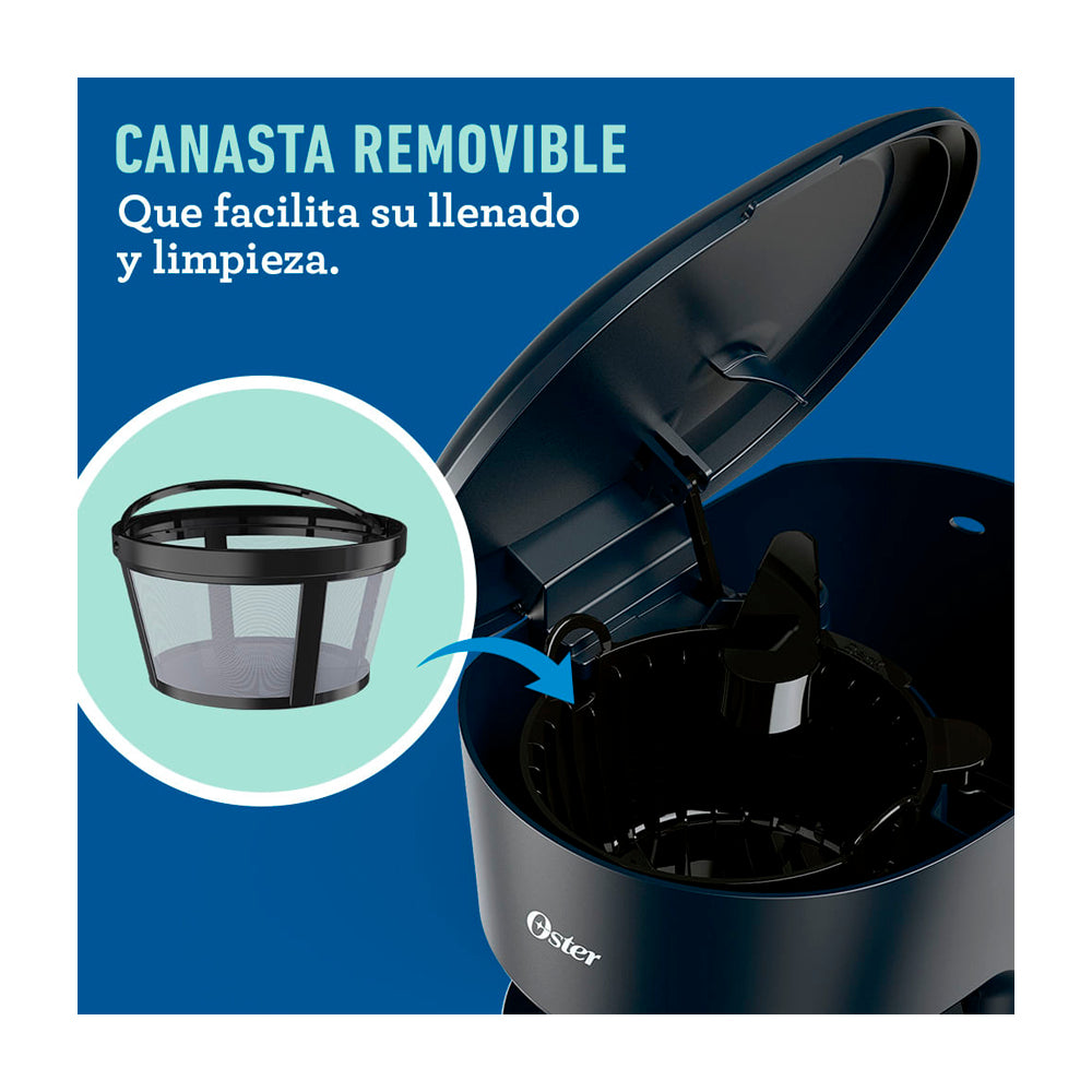Oster BVSTDCS12BN Cafetera de 12 Tazas | Filtro Permanente Lavable | Pausa y Servir | Negro