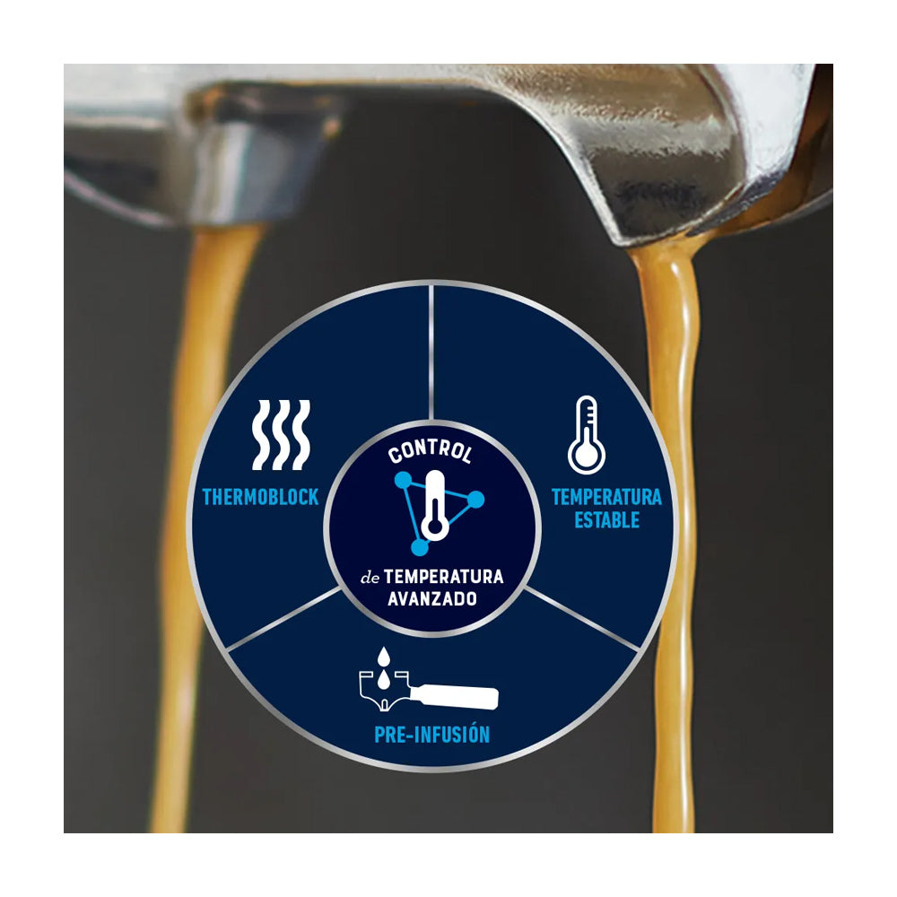 Oster BVSTEM7300 Cafetera de 12 Tazas | Espresso y Capuccino | Perfect Brew 15 Bares | Molino Integrado | Acero Inoxidable