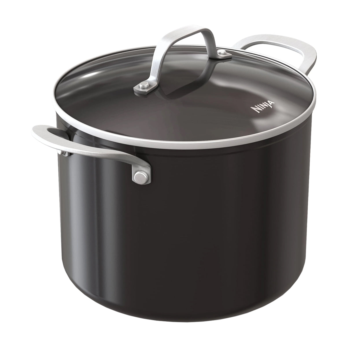 Ninja NeverStick Juego de Ollas de Inducción | Revestimiento de Cerámica | Tapa de Vidrio | Negro