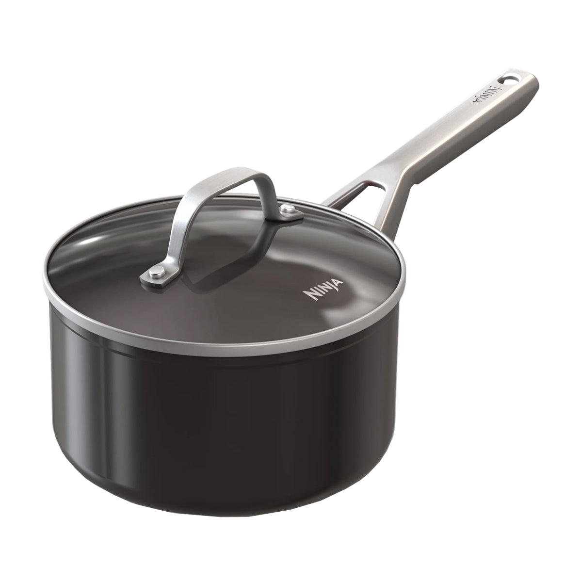 Ninja NeverStick Juego de Ollas de Inducción | Revestimiento de Cerámica | Tapa de Vidrio | Negro
