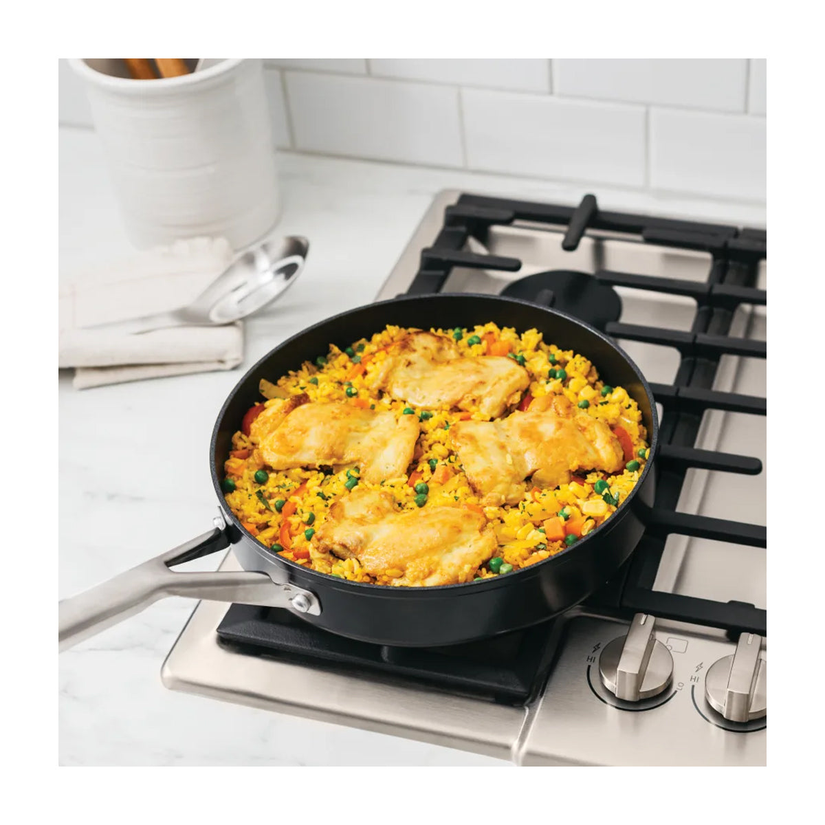 Ninja NeverStick Juego de Ollas de Inducción | Revestimiento de Cerámica | Tapa de Vidrio | Negro