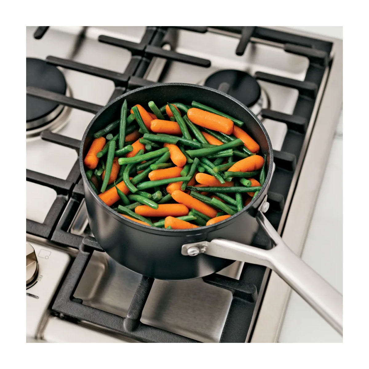 Ninja NeverStick Juego de Ollas de Inducción | Revestimiento de Cerámica | Tapa de Vidrio | Negro