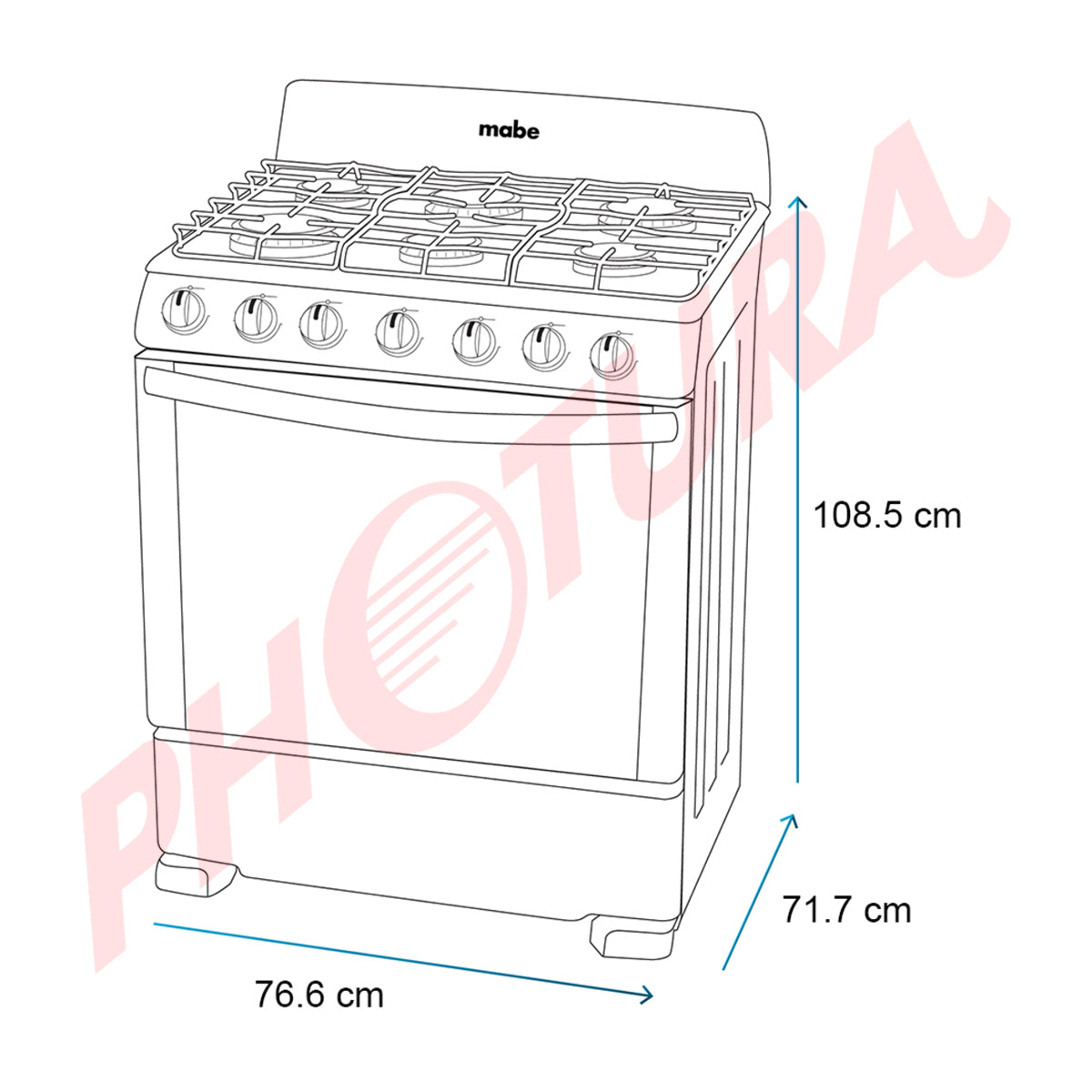 Mabe Estufa a Gas de Acero Inoxidable | Tecnología Ultimate | Perfect Cook | Easy Clean Pro | 30" | 6 Quemadores