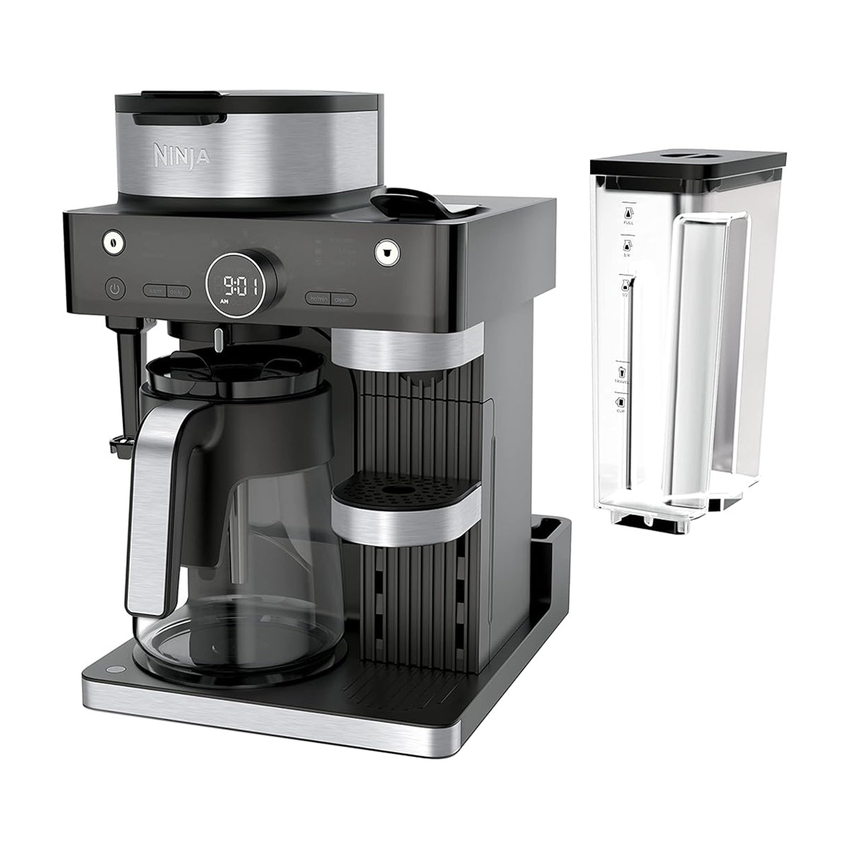 Ninja Cafetera de Especialidad de 12 Tazas | 19 Bares | 3 Estilos de Preparación | Espumador Plegable | Tecnología Barista Plus | Negro