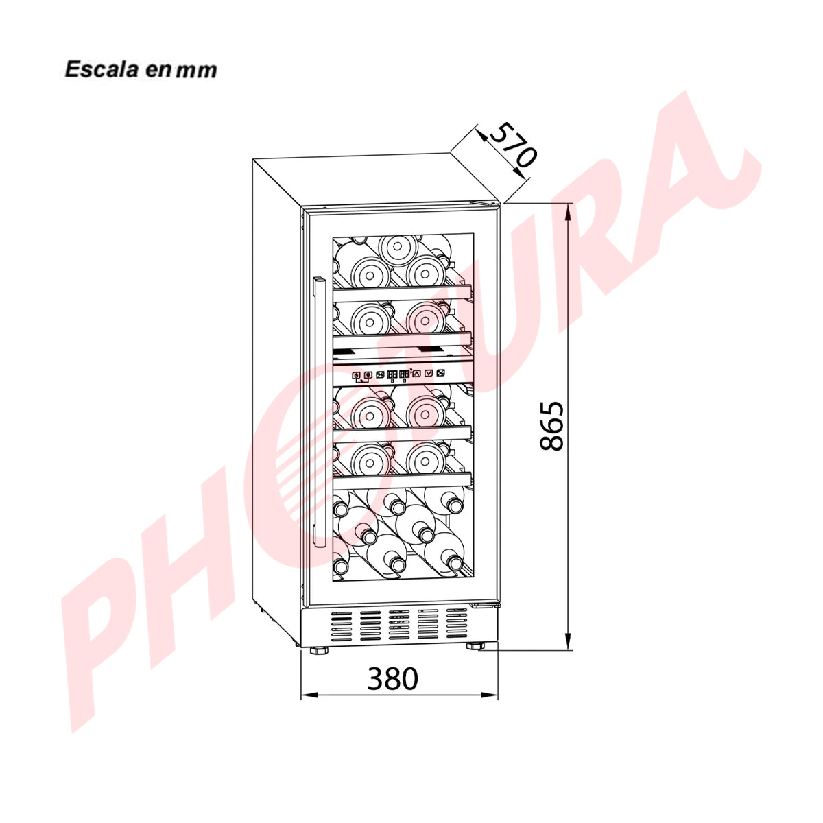 Drija Chiaretto 31 Vinera Empotrable de Compresor de 31 Botellas | Rejillas de Madera Deslizables