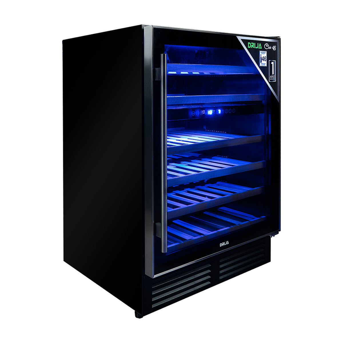 Drija CIRO 46 Vinera Empotrable de Compresor de 46 Botellas | Rejillas de Madera Deslizables