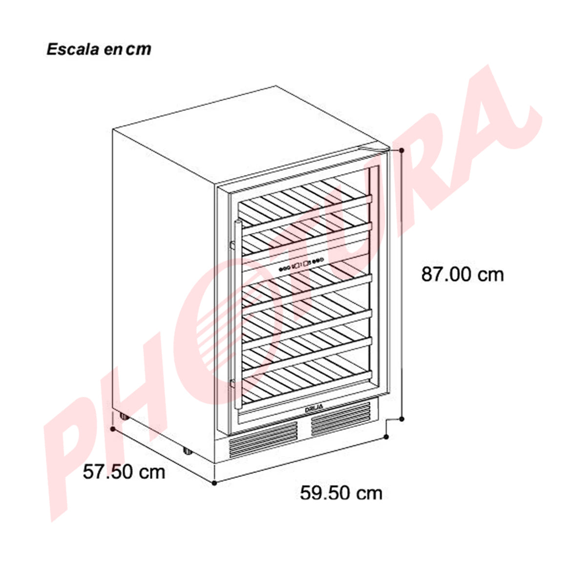 Drija CIRO 46 Vinera Empotrable de Compresor de 46 Botellas | Rejillas de Madera Deslizables