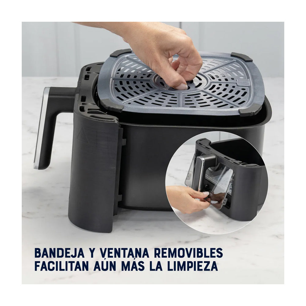 Oster CKSTAF60WMDF Freidora de Aire | 6L | DiamondForce | Circulación de Aire 360° | Ventana de Vidrio | Negro