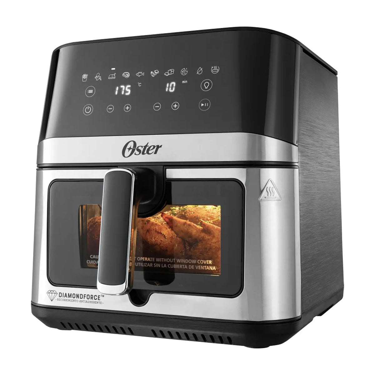 Oster CKSTAF75WDSSDF Freidora de Aire Digital | 7.5L | DiamondForce | Circulación de Aire 360° | Ventana de Vidrio | 10 Funciones | Negro