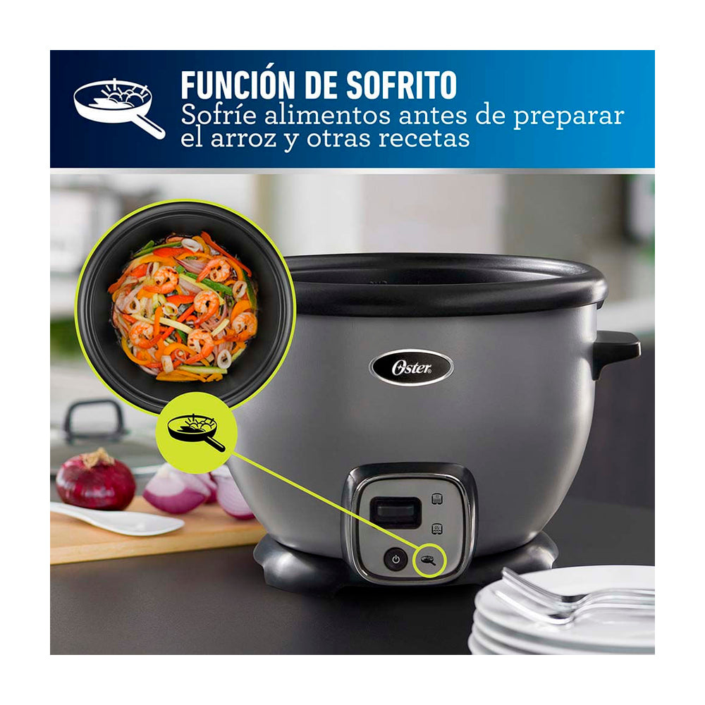 Oster CKSTRC8029S Olla Arrocera de 1.8L | Interior Antiadherente Extraíble | Gris