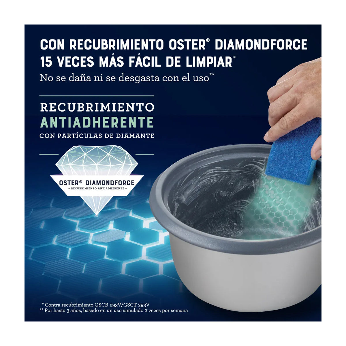 Oster CKSTRCB10DFBLK Olla Arrocera de 1.8L | Interior Antiadherente Extraíble | Negro