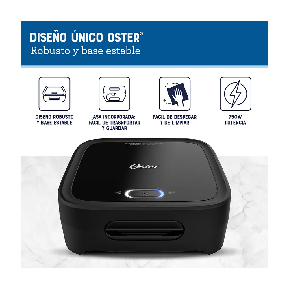 Oster CKSTSM400 Sandwichera | Antiadherente | Quick Lock | Luces Indicadoras | Negro