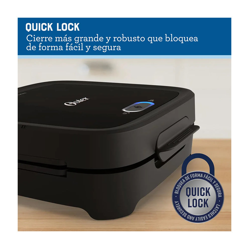 Oster CKSTSM400 Sandwichera | Antiadherente | Quick Lock | Luces Indicadoras | Negro
