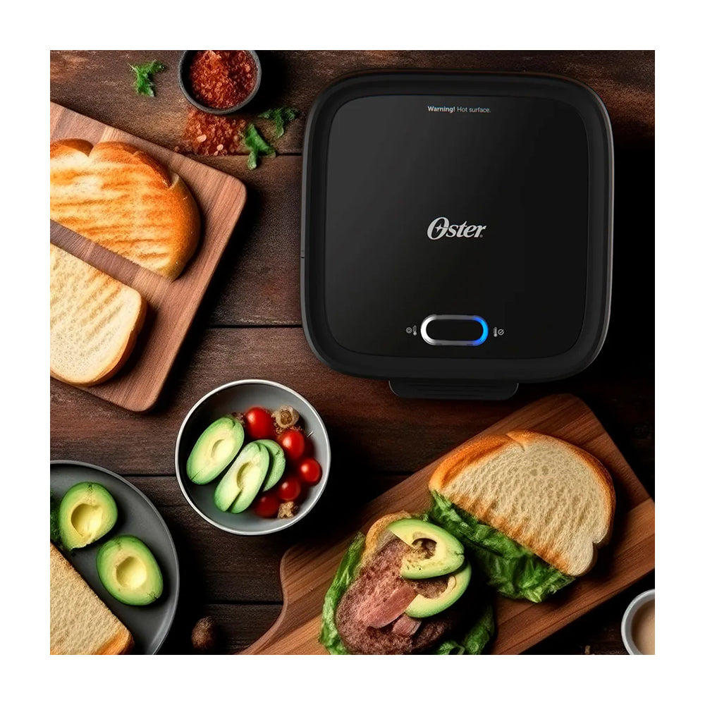 Oster CKSTSM400 Sandwichera | Antiadherente | Quick Lock | Luces Indicadoras | Negro