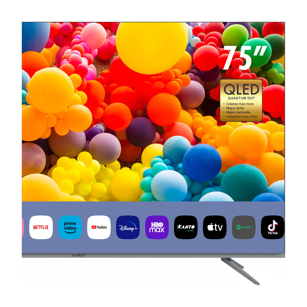 Sankey Televisor QLED Ultra HD 4K HDR Smart de 75" | Procesador Quad Core 4K | Quantum Dot | Frameless Design | Ultra Slim | Web OS