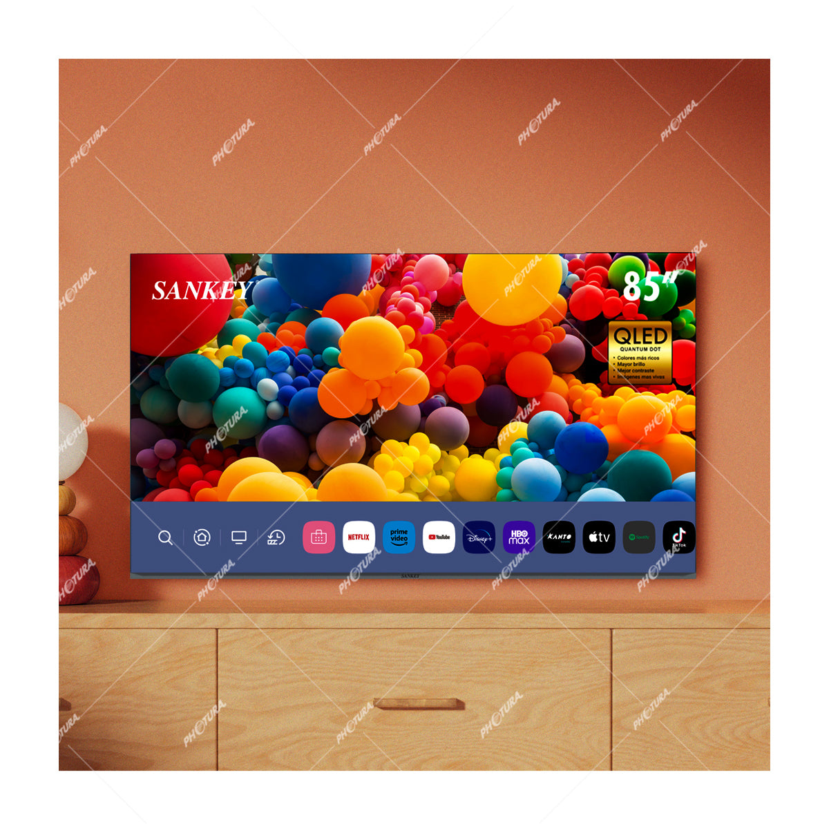 Sankey Televisor QLED Ultra HD 4K HDR Smart de 85" | Procesador Quad Core 4K | Quantum Dot | Frameless Design | Ultra Slim | Web OS