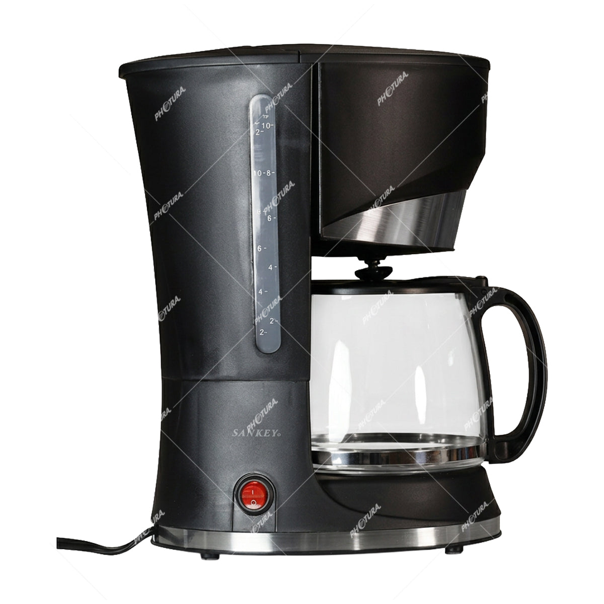 Sankey Cafetera de 12 Tazas | Filtro Permanente Lavable | Interruptor Iluminado | Negro