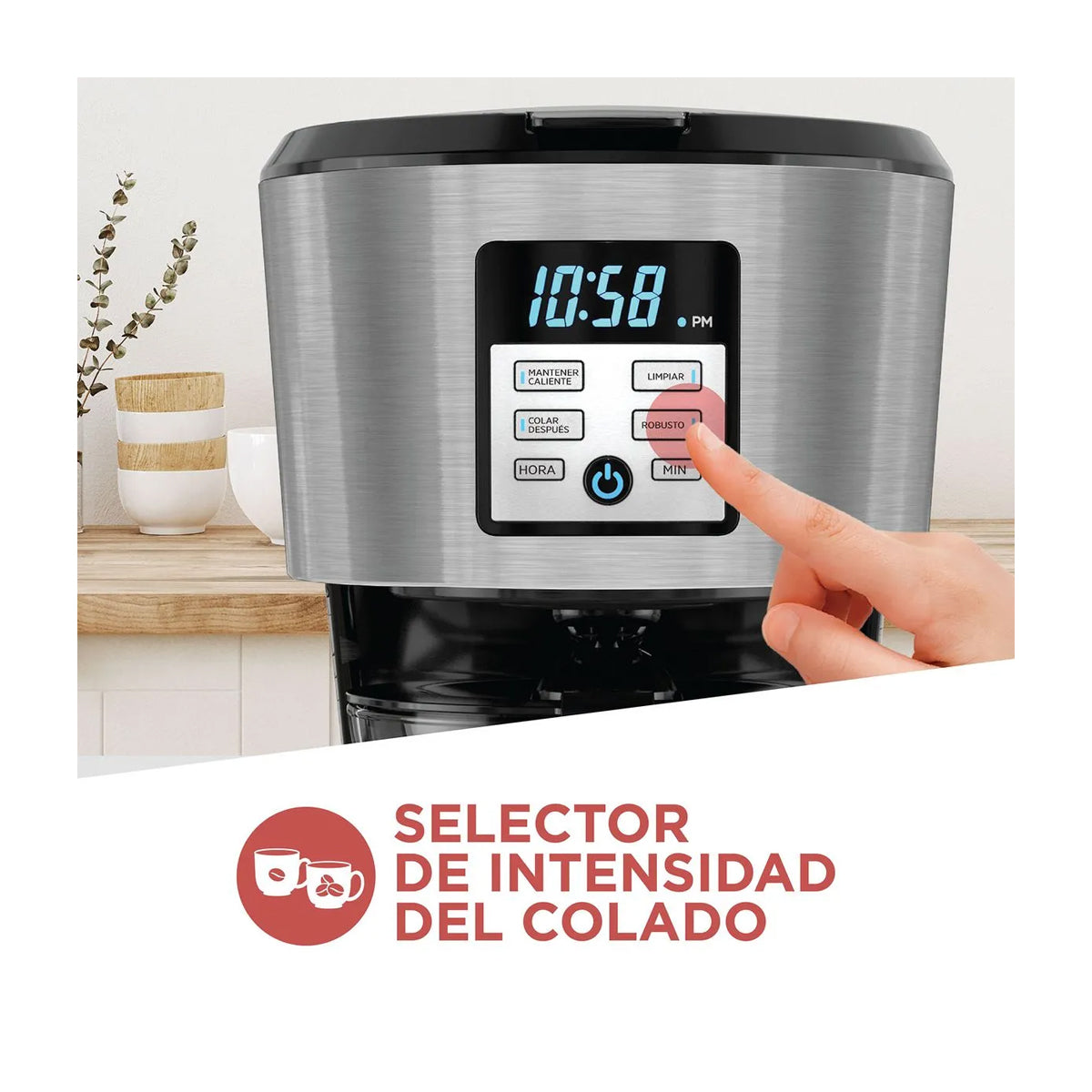 Black & Decker Cafetera de 12 Tazas | Tecnología Vortex | Multiprogramable | Smart Clean | Negro Plateado