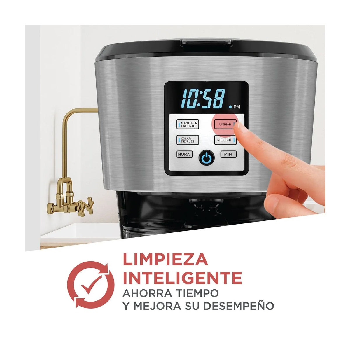 Black & Decker Cafetera de 12 Tazas | Tecnología Vortex | Multiprogramable | Smart Clean | Negro Plateado