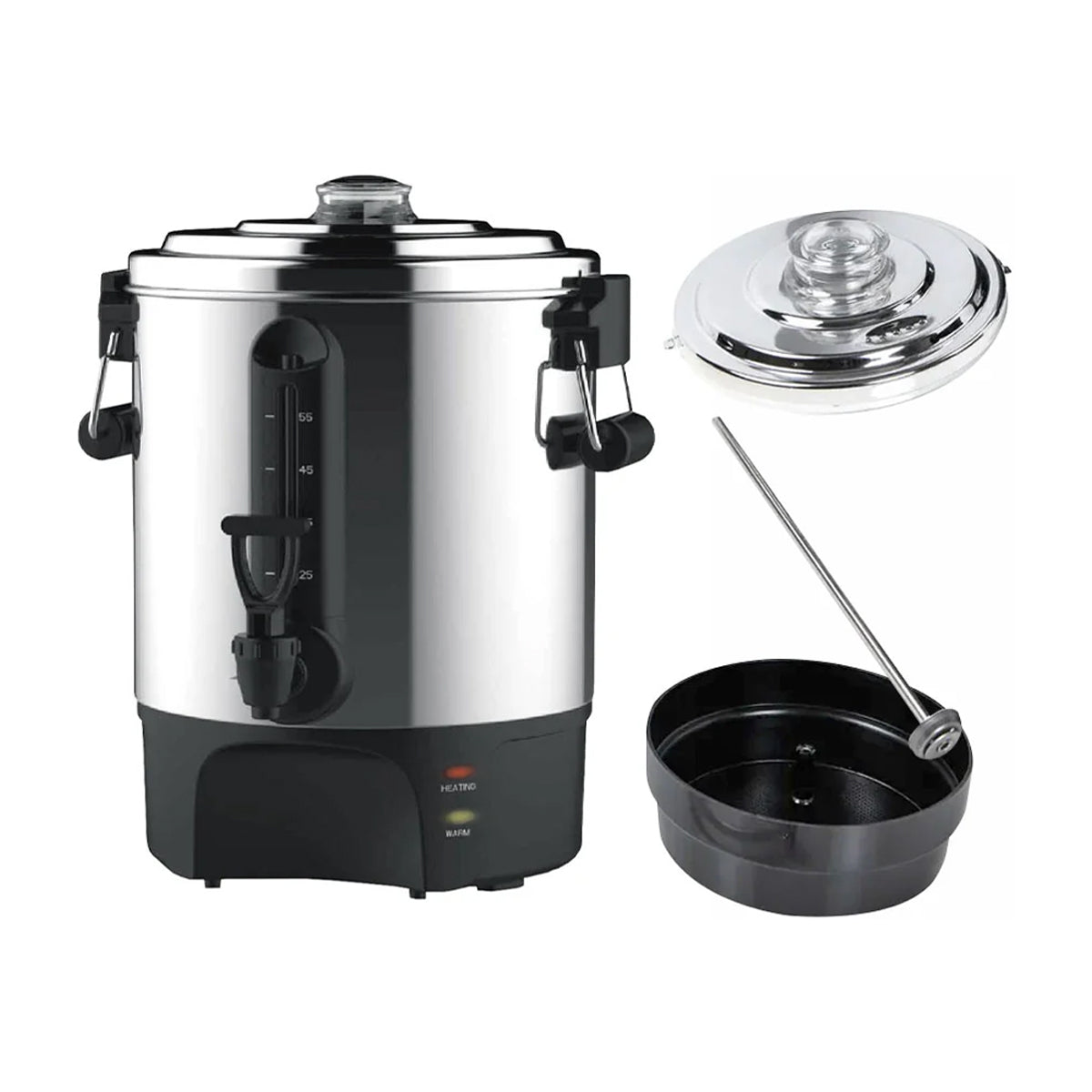 Sankey Cafetera Percoladora Comercial de 60 Tazas | Indicador de Temperatura | Acero Inoxidable