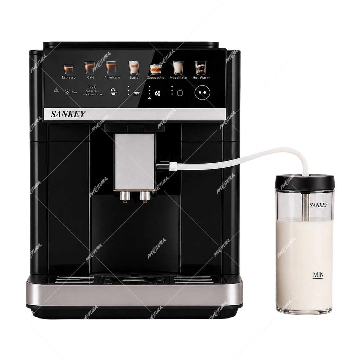 Sankey One Barista Cafetera | 15 Bares | Dual Cream | Panel Digital | 5 Modos | Molino Integrado | Negro