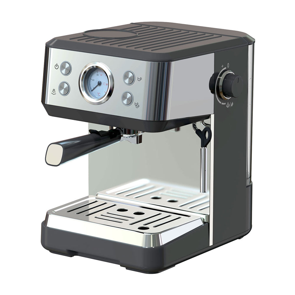 Sankey Cafetera de 2 Tazas | 20 Bares | Espresso | Espumador de Leche | Plateado Negro