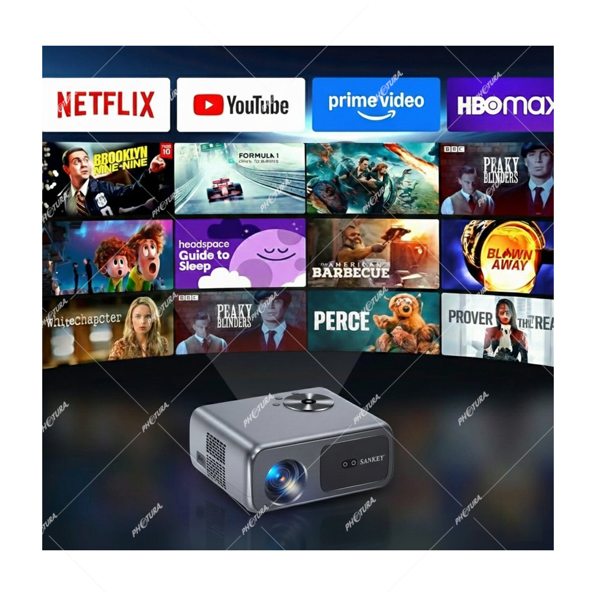 Sankey Proyector LED FHD | 12000 Lúmenes | Bluetooth | WiFi | Compatibilidad 4K