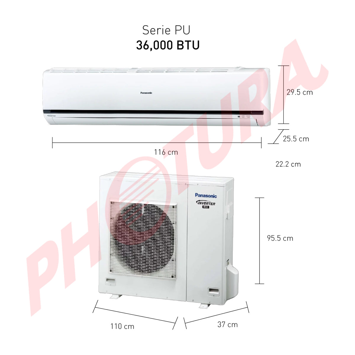 Panasonic Aire Acondicionado Split Inverter 34,133 BTU | SEER 21 | PU | Enfriamiento Rápido | Blue Fin Condenser | 220v | Blanco