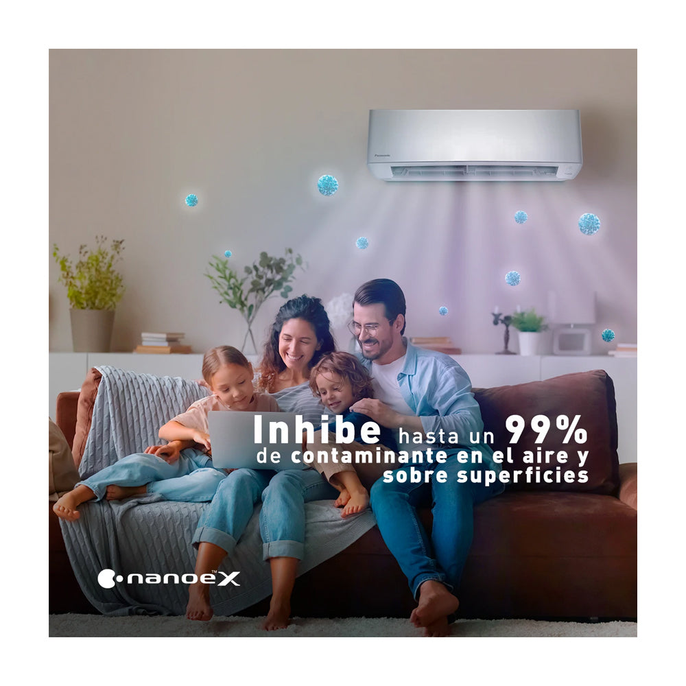 Panasonic Aire Acondicionado Split Premium Inverter 20,400 BTU | SEER 21 | nanoeX Mark 2 | WiFi Comfort Cloud | Filtro Antibacterial | Blue Fin | 220v | Gris
