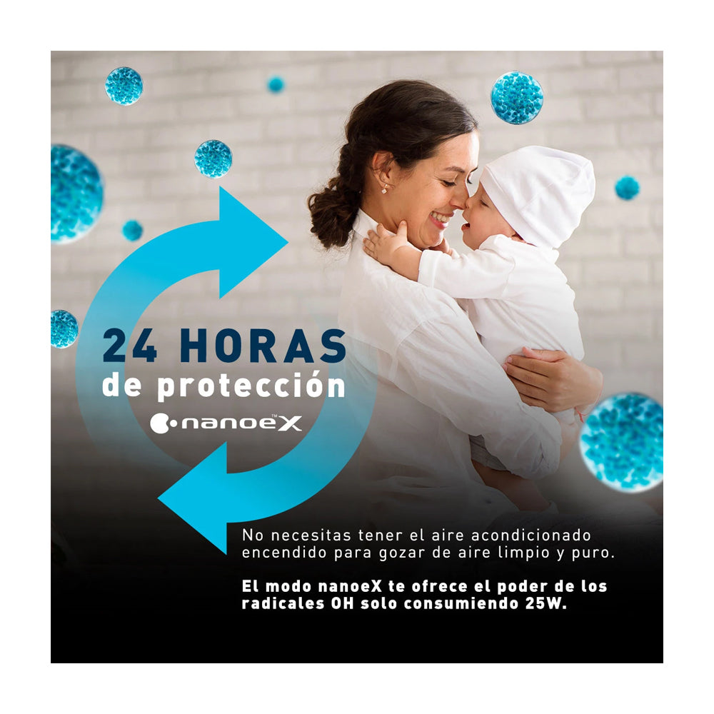 Panasonic Aire Acondicionado Split Premium Inverter 25,200 BTU | SEER 21 | nanoeX Mark 2 | WiFi Comfort Cloud | Filtro Antibacterial | Blue Fin | 220v | Gris