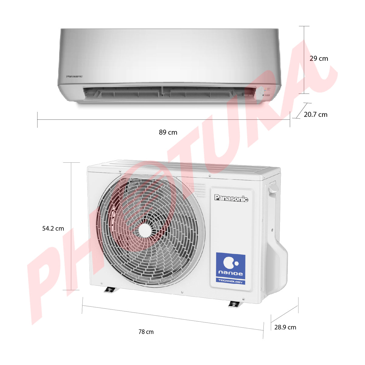 Panasonic Aire Acondicionado Split Premium Inverter 13,600 BTU | SEER 24 | SU | nanoeX Mark 2 | WiFi Comfort Cloud | Blue Fin | 220v | Gris