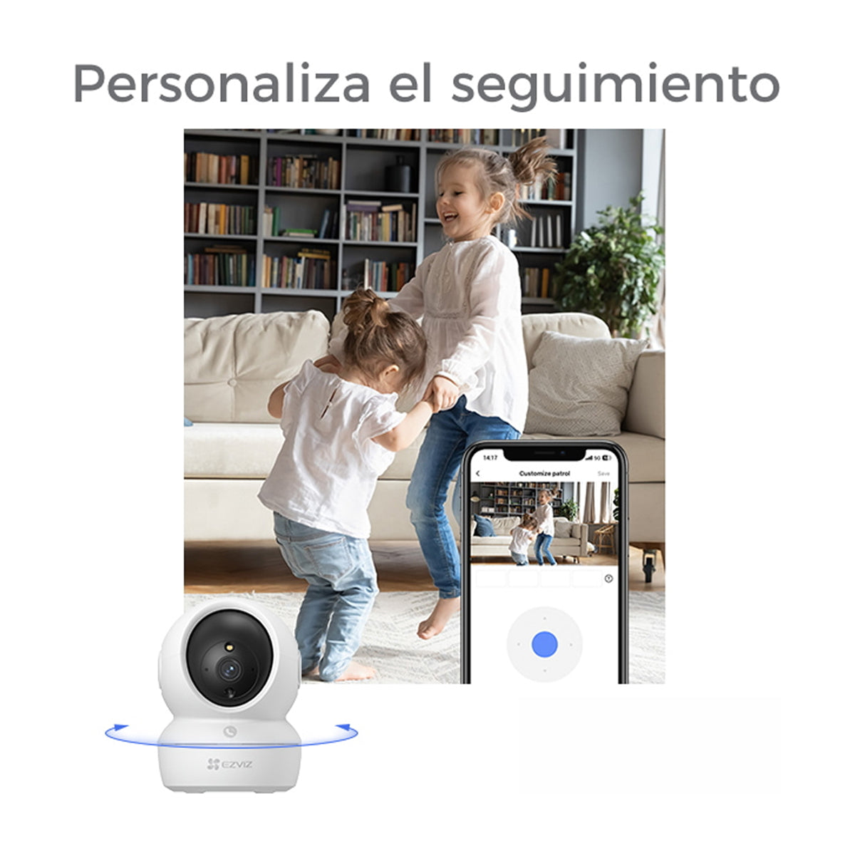 EZVIZ H6c Pro 2K Cámara de Seguridad WiFi para Casa | 2K | Visión Panorámica 360º | Visión Nocturna a Color | Detección de Movimiento | Modo Patrulla