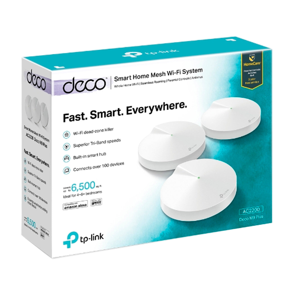 TP-Link Deco Sistema WiFi Mesh para toda la Casa | Triple Banda | MU-MIMO | Gigabit | Cobertura Casa de 6500p2 | Smart Hub | Punto de Acceso | HomeCare | Hasta 2200Mbps | 3 Unidades