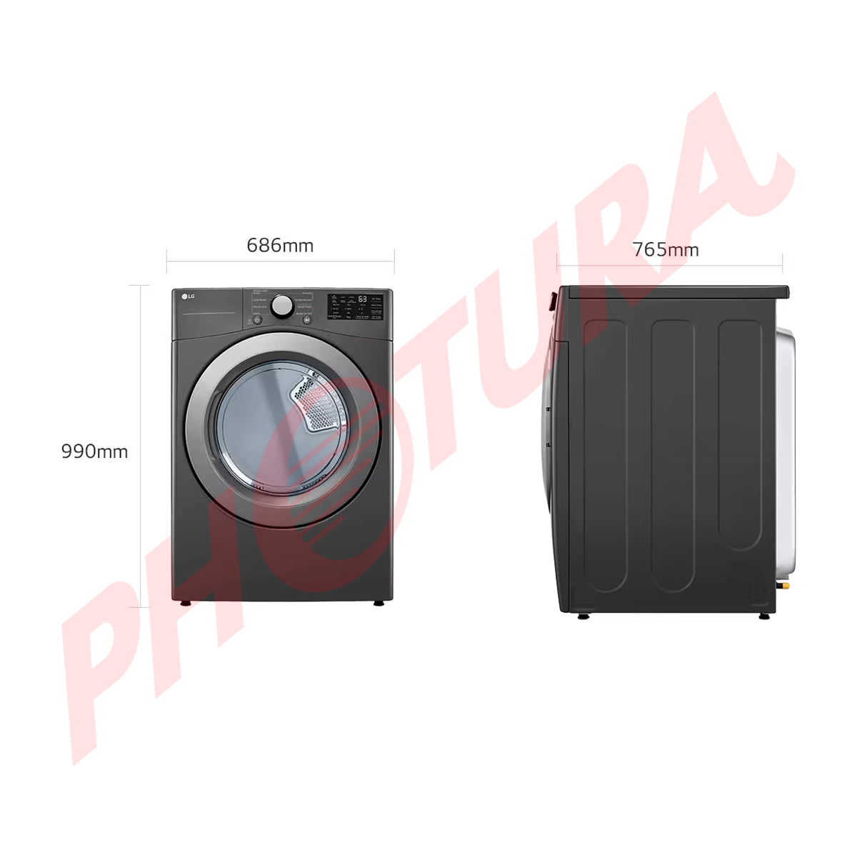 LG Secadora a Gas de Carga Frontal | Sensor Dry | Flow Sense | 7.4p3 | Negro Medio