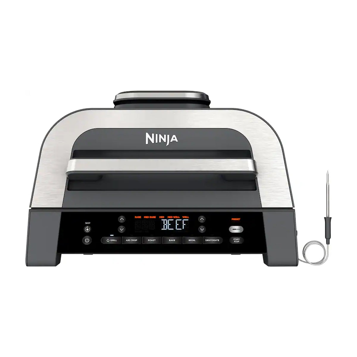Ninja Foodi Smart XL Parrilla Eléctrica 6-en-1 para Interiores | Cyclonic Grilling | Freidora de Aire | Smoke Control | 1760W | Gris