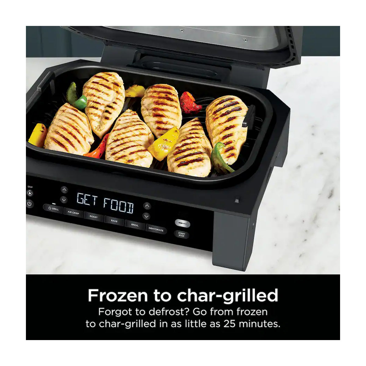 Ninja Foodi Smart XL Parrilla Eléctrica 6-en-1 para Interiores | Cyclonic Grilling | Freidora de Aire | Smoke Control | 1760W | Gris