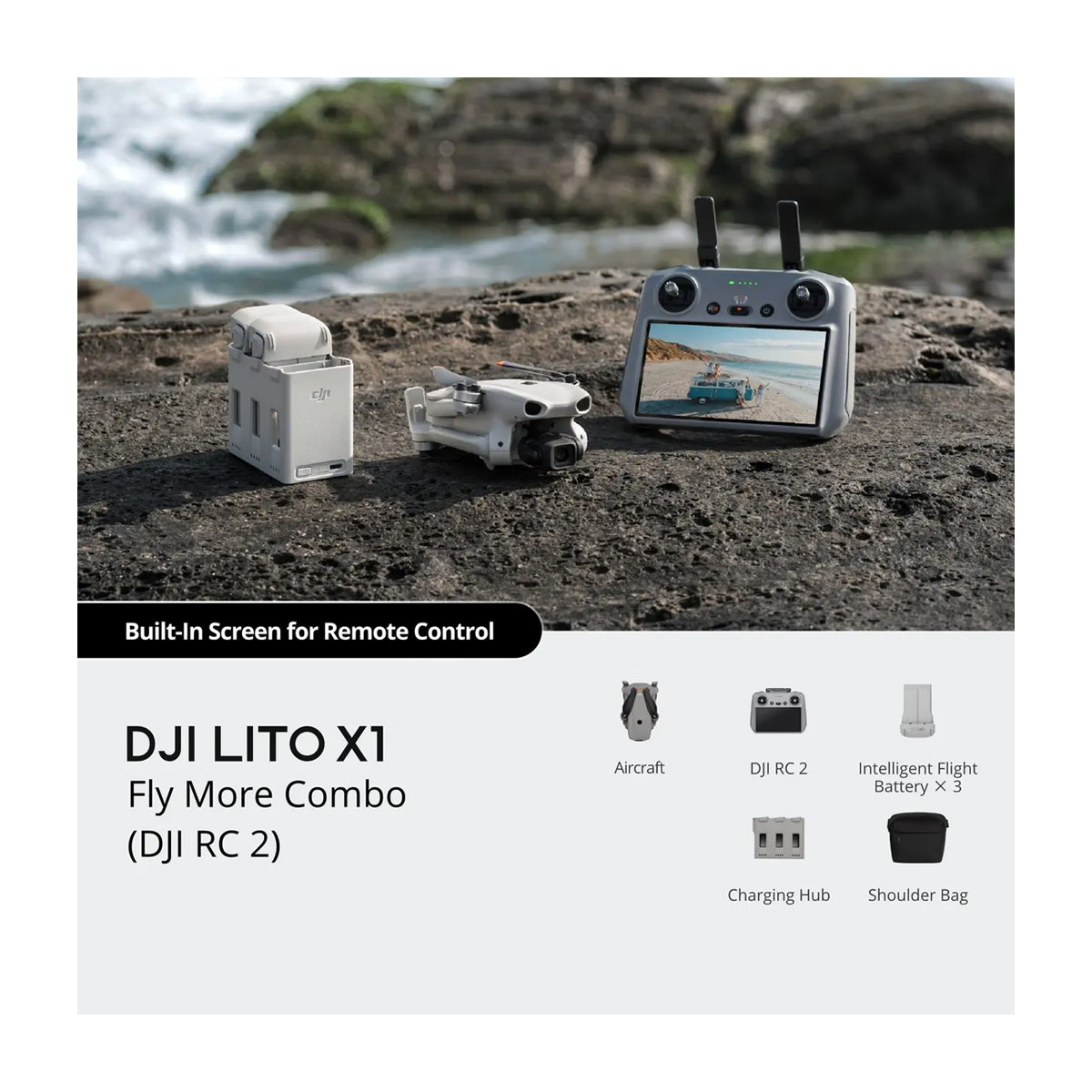 DJI Lito X1 Drone Fly More Combo | RC2 | Quadcopter | 48MP | Video 4K | 3 Baterías | Cargador Triple | OcuSync 4.0 | ActiveTrack 360° | 36 Min