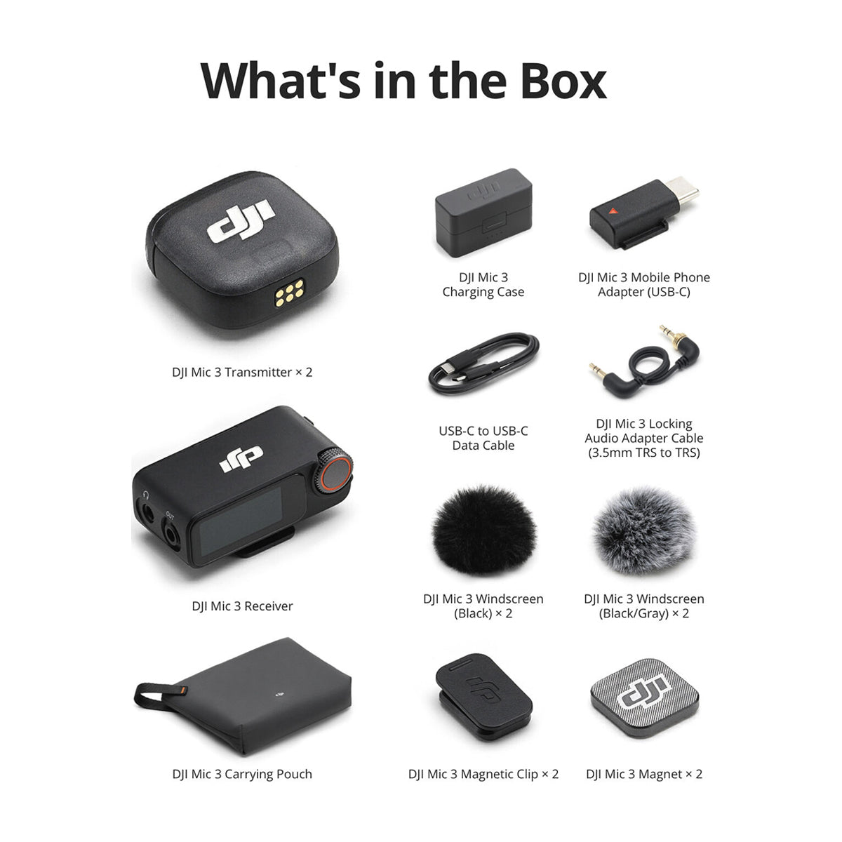 DJI Mic 3 Sistema de Micrófono Inalámbrico Doble Canal | 2 Transmisores | Para Cámaras Profesionales, Smartphones, Tablets y Computadoras | Negro