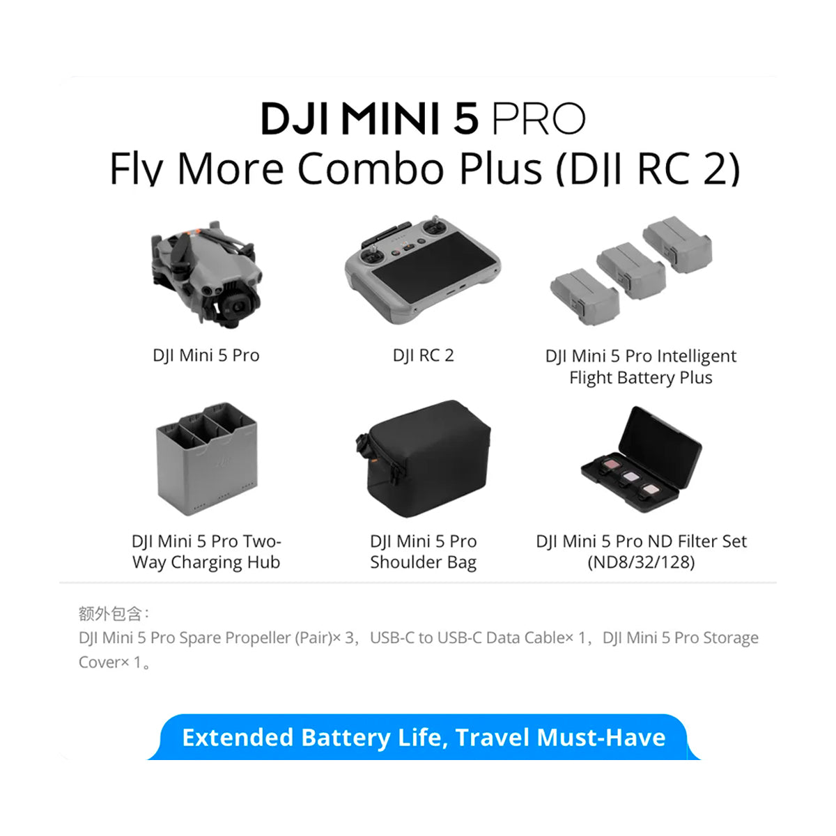 DJI Mini 5 Pro Drone Fly More Combo Plus | Quadcopter | 50MP | Video 4K | 3 Baterías Plus | Cargador Triple | OcuSync 4.0 Plus | ActiveTrack 360° | 52 Min