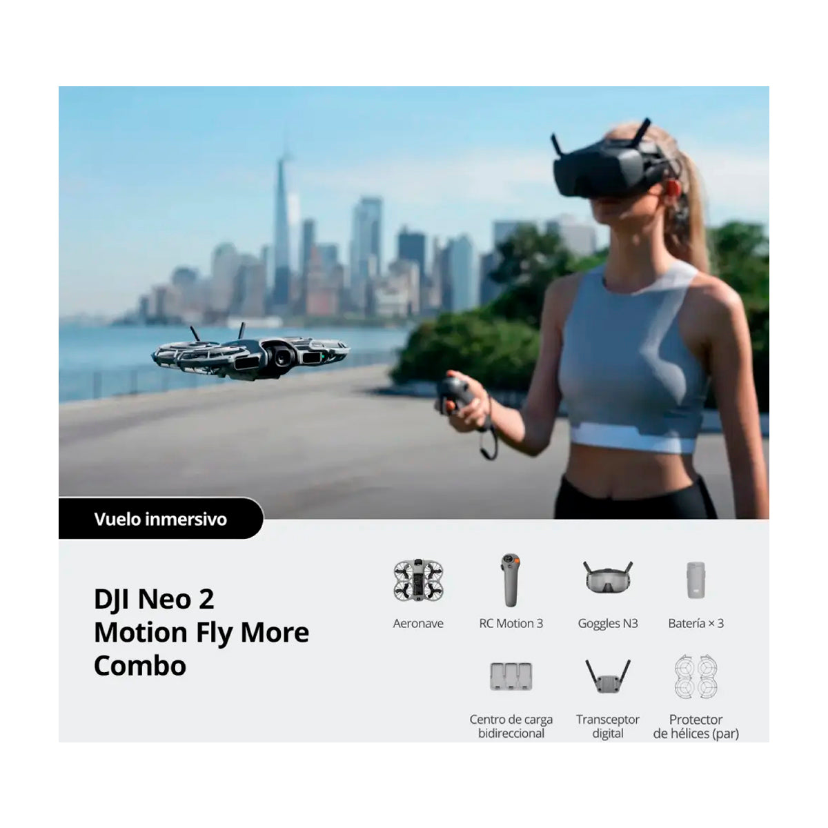 DJI Neo 2 Drone Motion Fly More Combo | Quadcopter | 12MP | Video 4K | Palm Take Off | Voice Control | 3 Baterías | Cargador Triple | First Person View | 19 Min