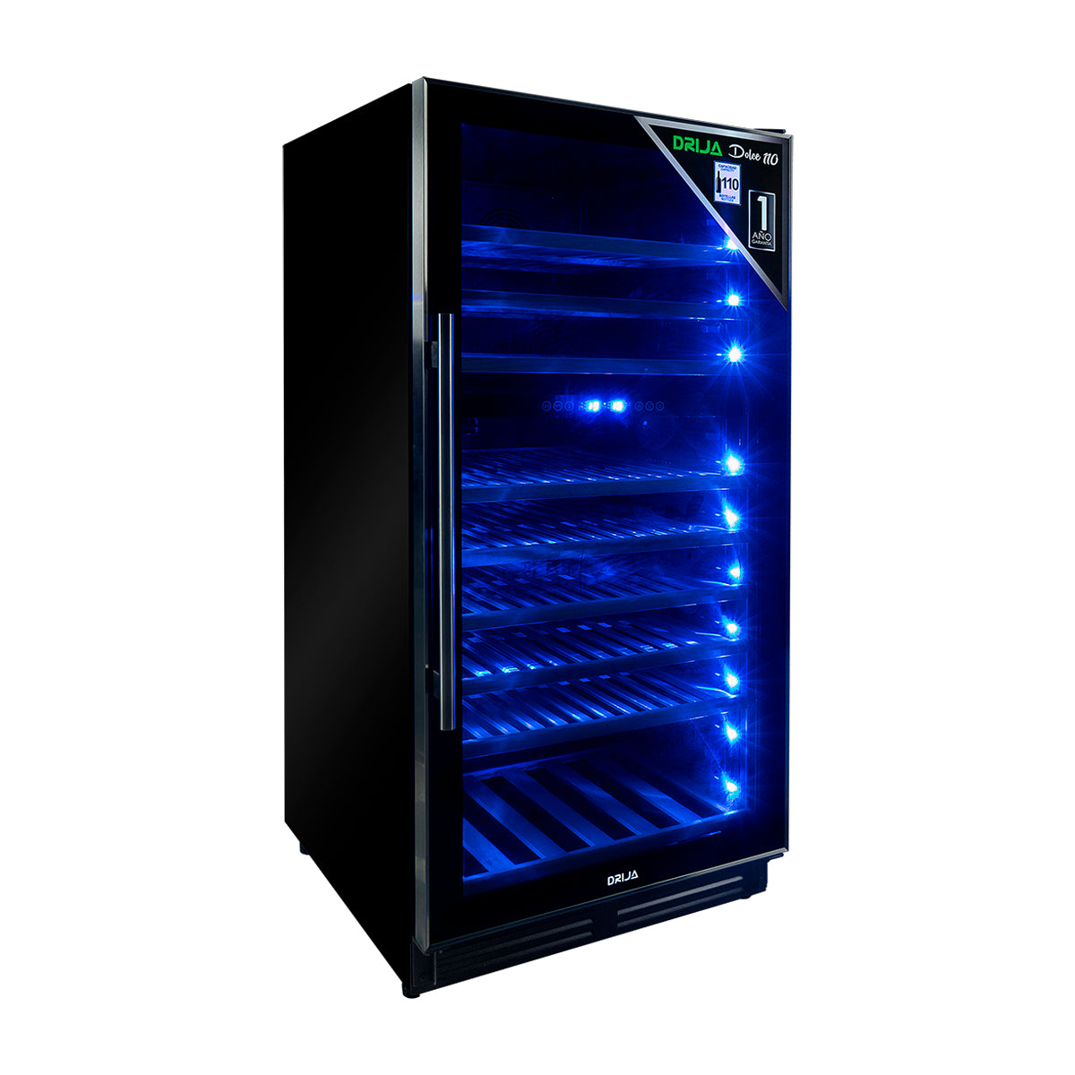 Drija Dolce 110 Vinera Empotrable de Compresor de 110 Botellas | Rejillas de Madera Deslizables