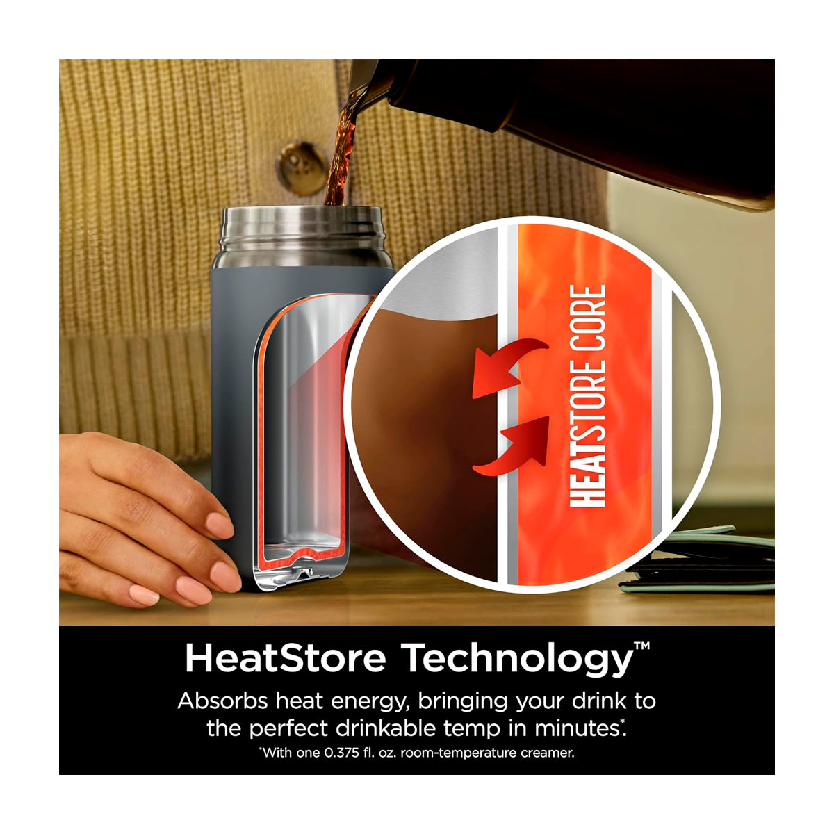 Ninja Sip Perfect Taza De Viaje | Tecnología HeatStore | 16 Oz | Negro