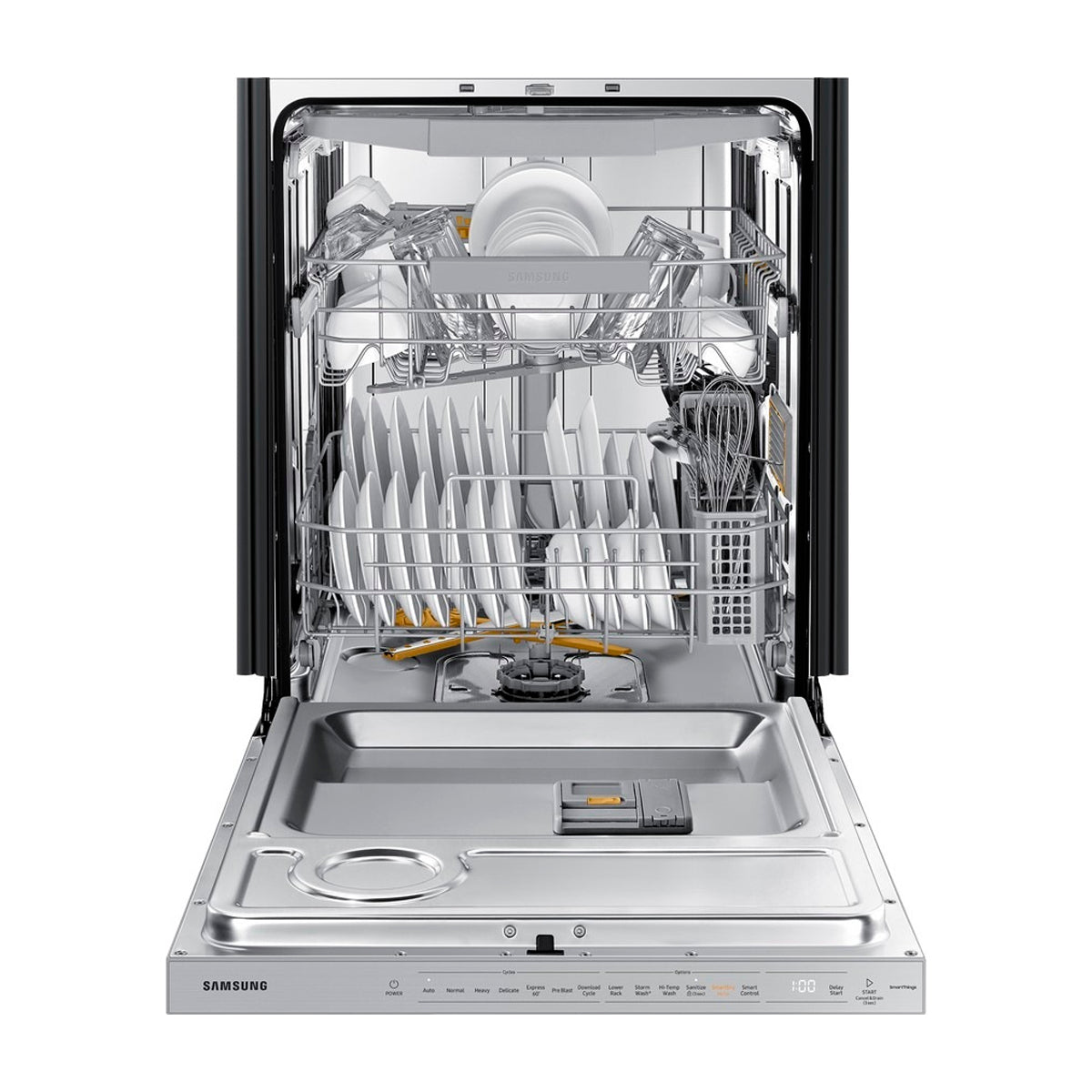 Samsung BESPOKE Lavaplatos Empotrable de 24" | Energy Star | Digital | WiFi | StormWash+ | AutoRelease | Tercera Rejilla | Silencioso 42 dBA | 15 P/S | White Glass