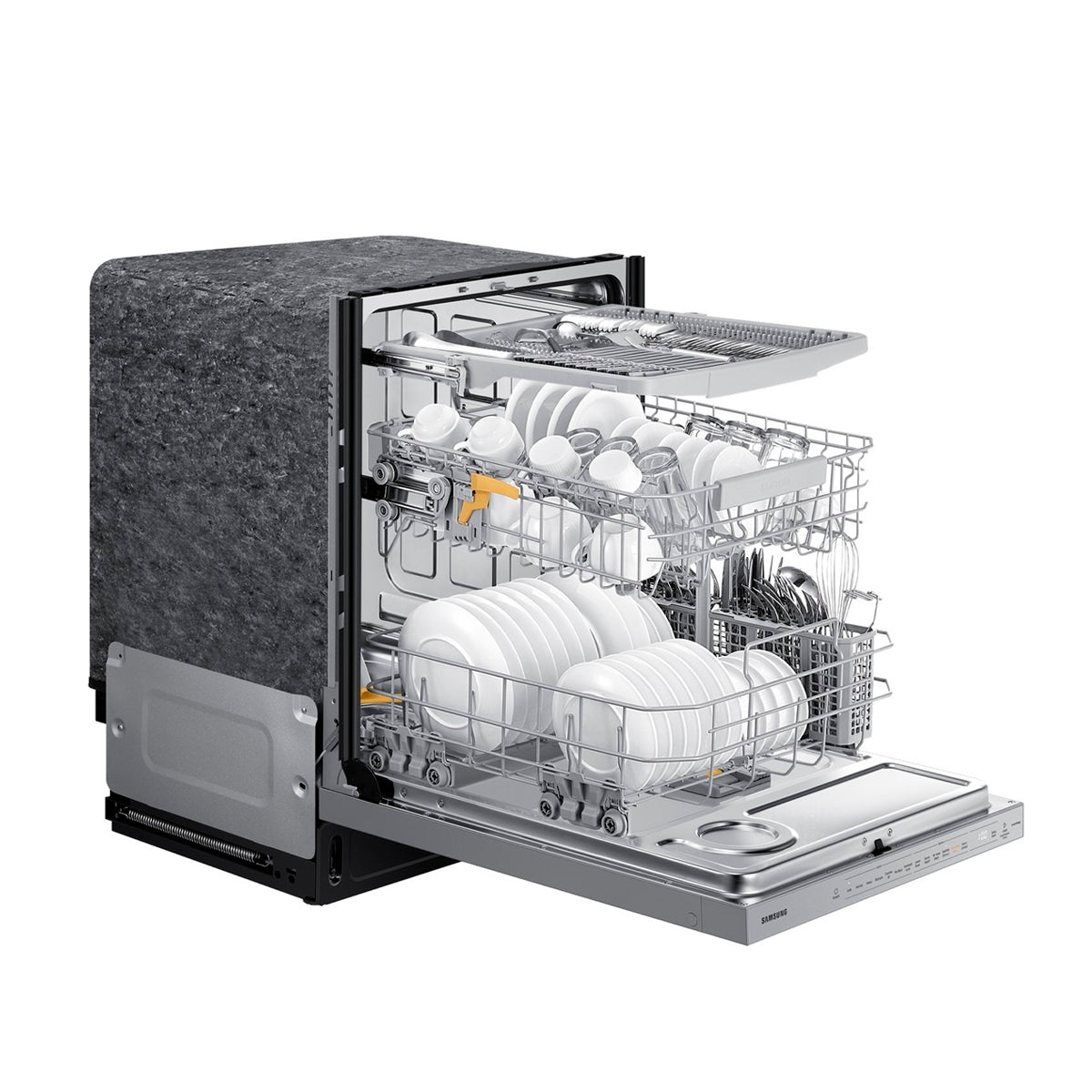 Samsung BESPOKE Lavaplatos Empotrable de 24" | Energy Star | Digital | WiFi | StormWash+ | AutoRelease | Tercera Rejilla | Silencioso 42 dBA | 15 P/S | White Glass