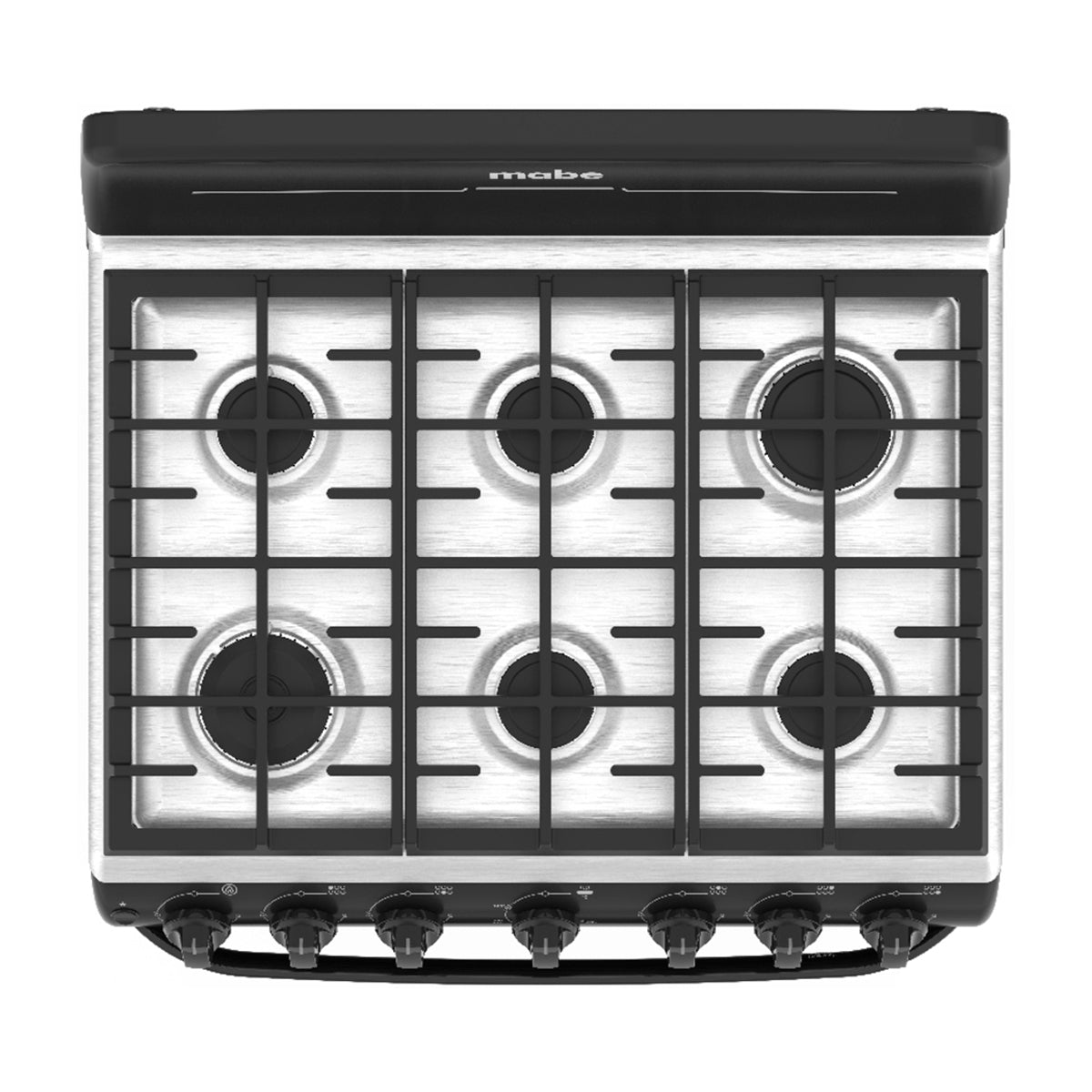 Mabe Estufa a Gas de Acero Inoxidable | Tecnología Ultimate | Perfect Cook | Easy Clean Pro | 30" | 6 Quemadores | Negro