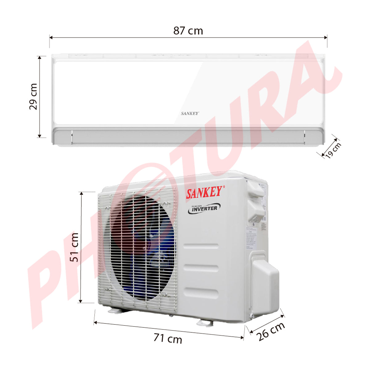Sankey Aire Acondicionado Split Inverter 12,000 BTU | SEER 23 | WiFi | Alta Eficiencia | Enfriamiento Supremo | Silver Ion | Filtro de Carbon Activo | 220v | White Mirror