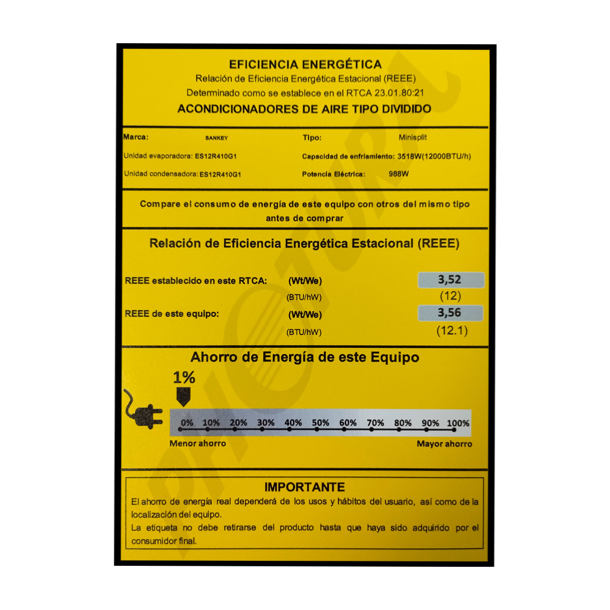 Sankey Aire Acondicionado Split 12,000 BTU | SEER 12.1 | Enfriamiento Supremo | Silver Ion | Filtro de Carbón Activo | 220v